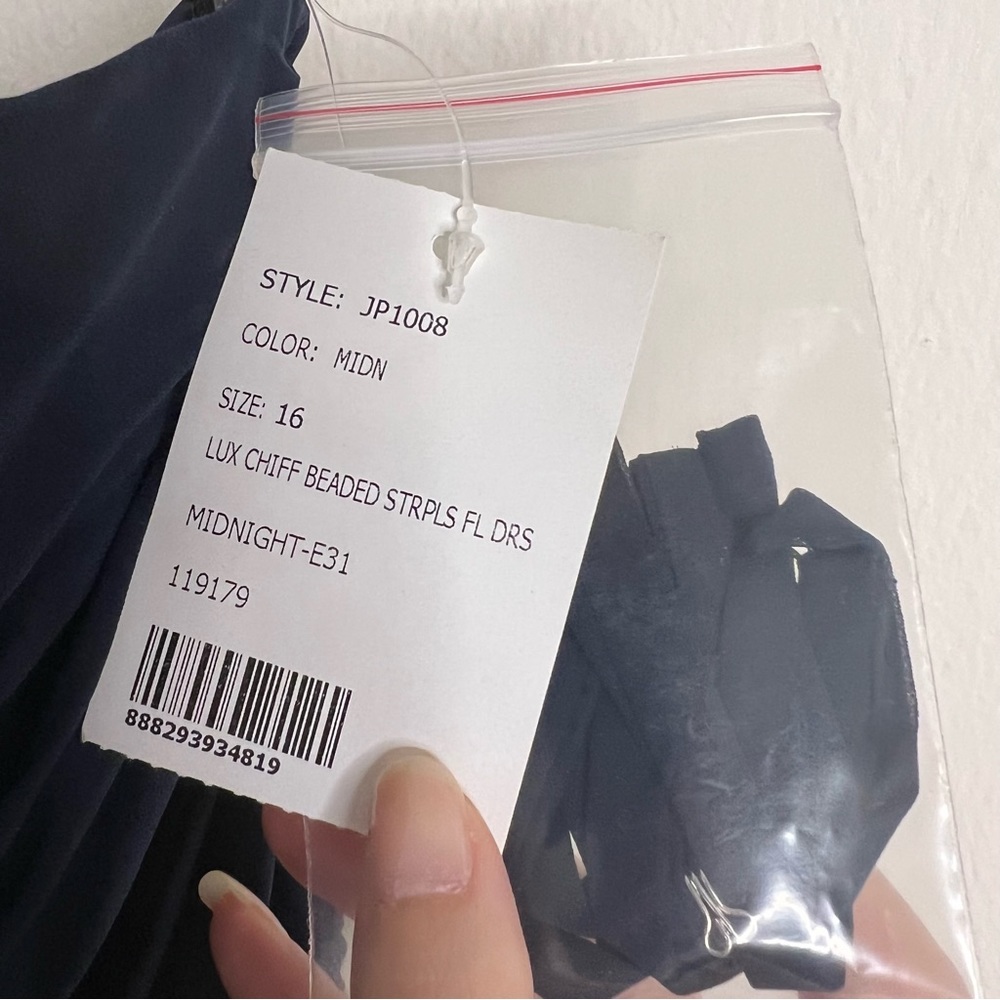 HP 🎉 NWT Jenny Packham Midnight Dress Sleeveless Rhinestone Accent - Picture 5 of 6